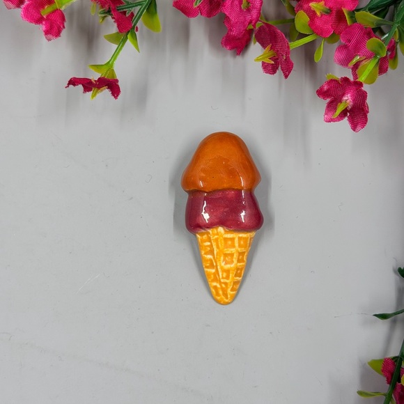 Colorful Ice Cream Cone Vintage Handmade Brooch - Picture 3 of 6